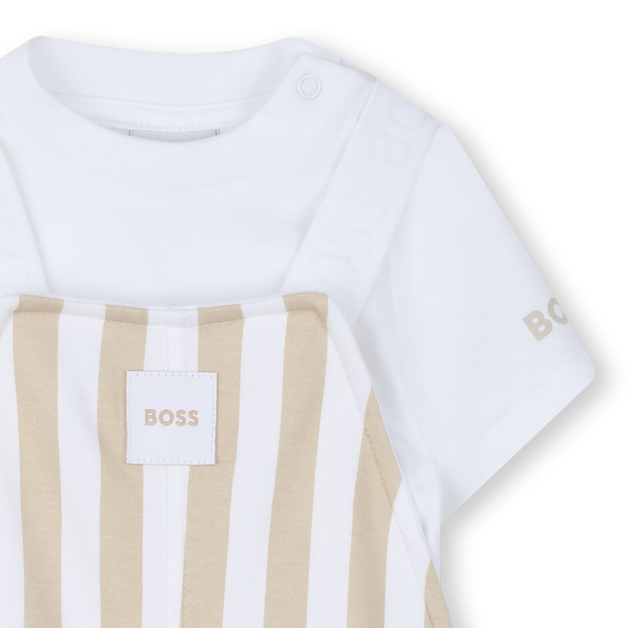 Organic Cotton Stripe Overalls & T-Shirt Gift Set Hugo Boss
