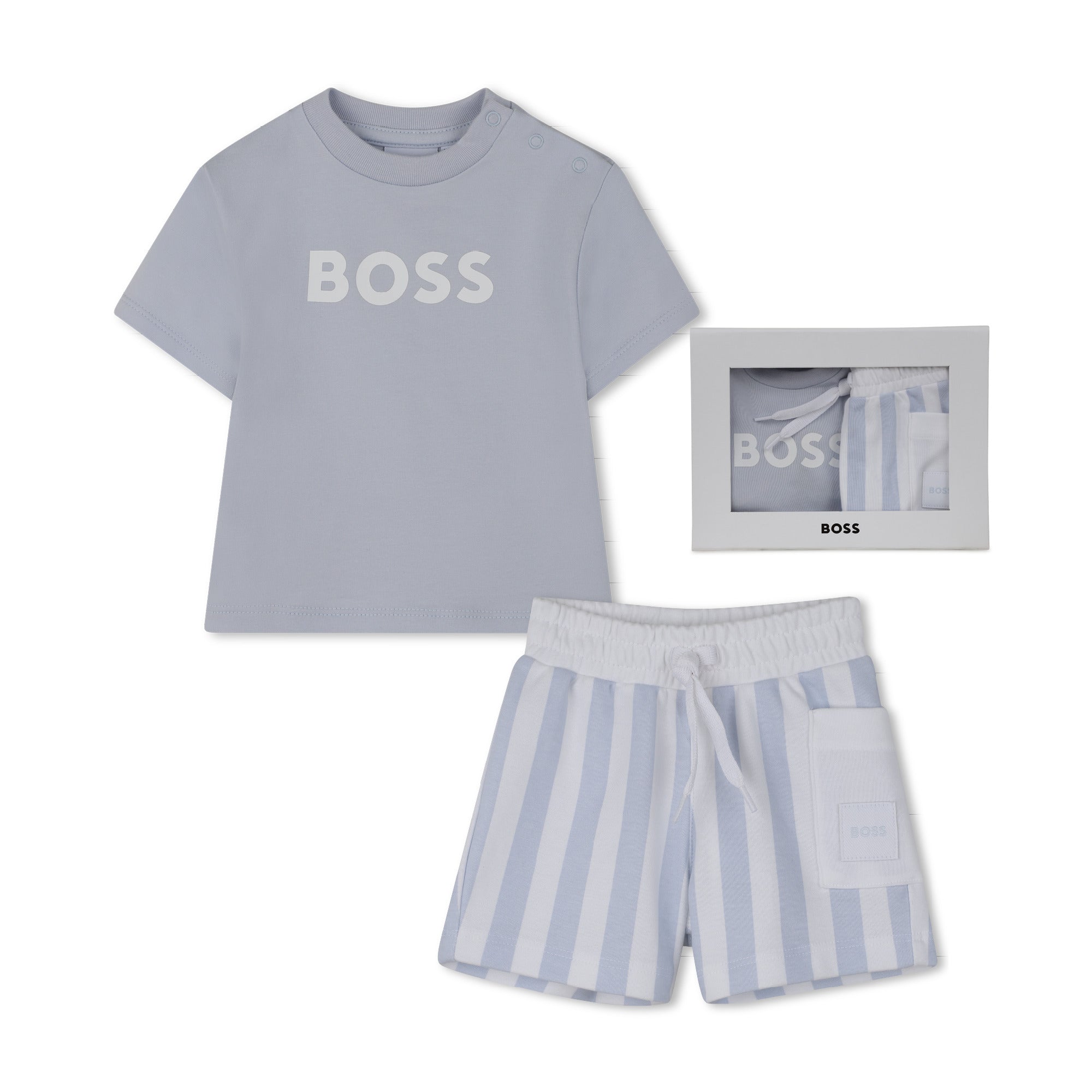 Organic Cotton T-Shirt & Stripe Shorts Gift Set Hugo Boss