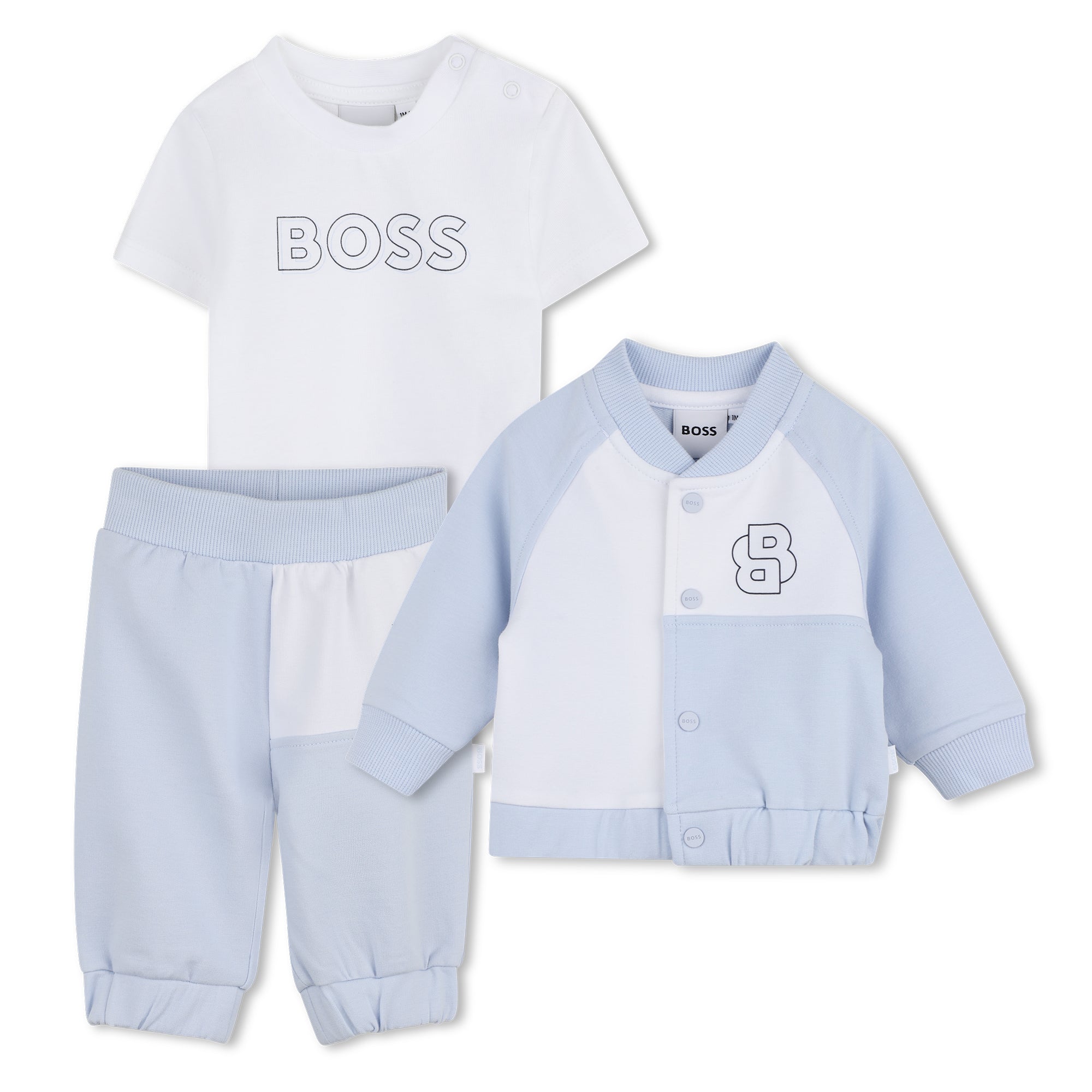 Organic Cotton Cardigan, T-Shirt & Joggers Gift Set Hugo Boss