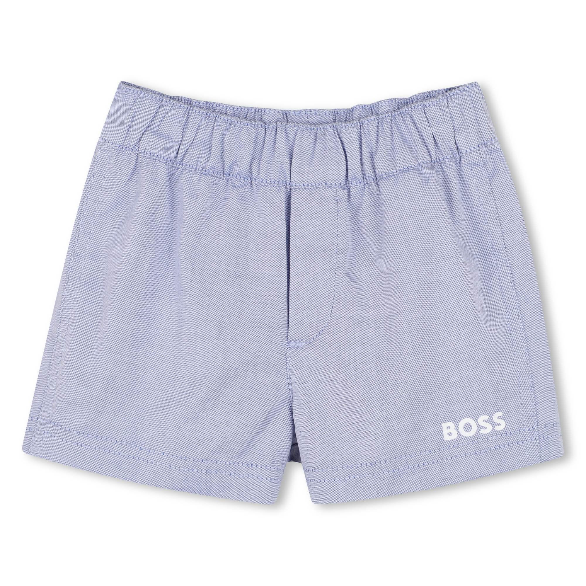 Cotton Shirt and Shorts Set in Oxford Weave Hugo Boss