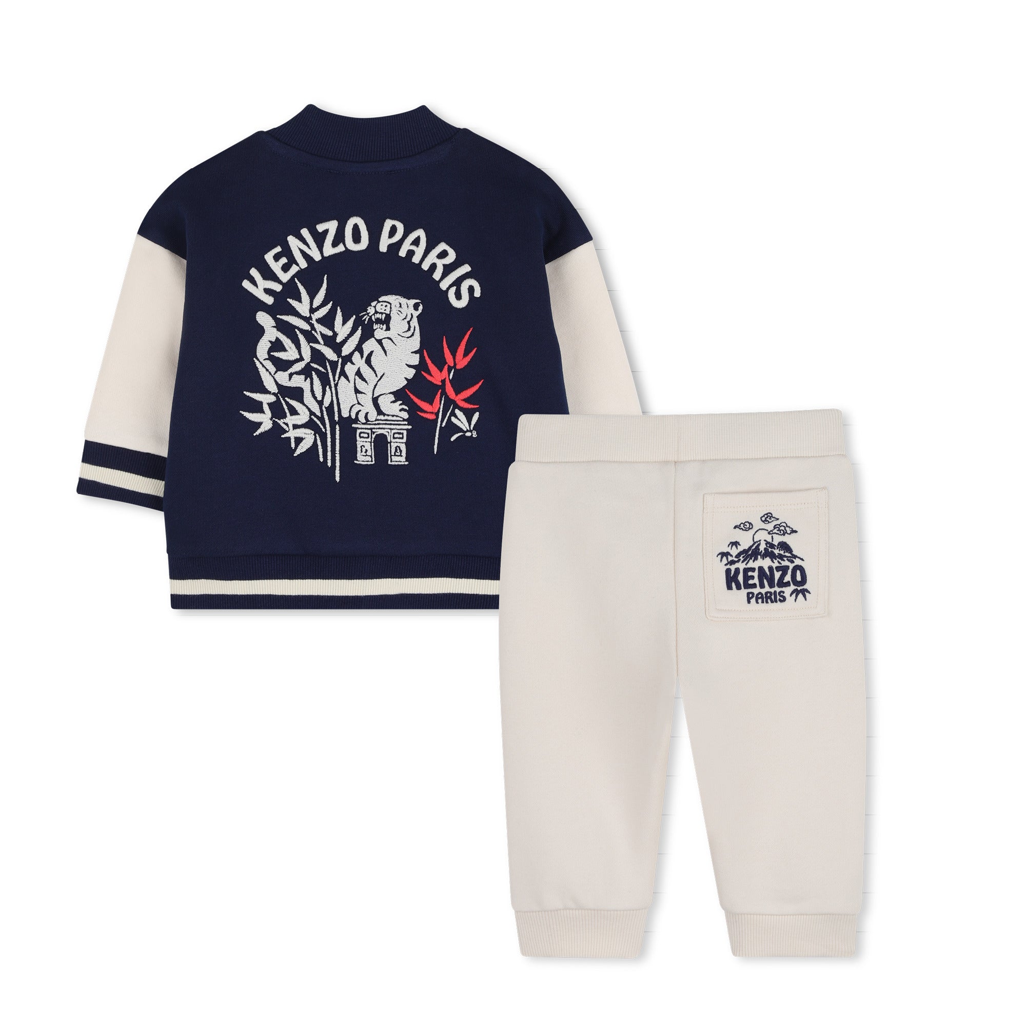Cardigan & Pants Set in Navy Blue and Off-White Kenzo