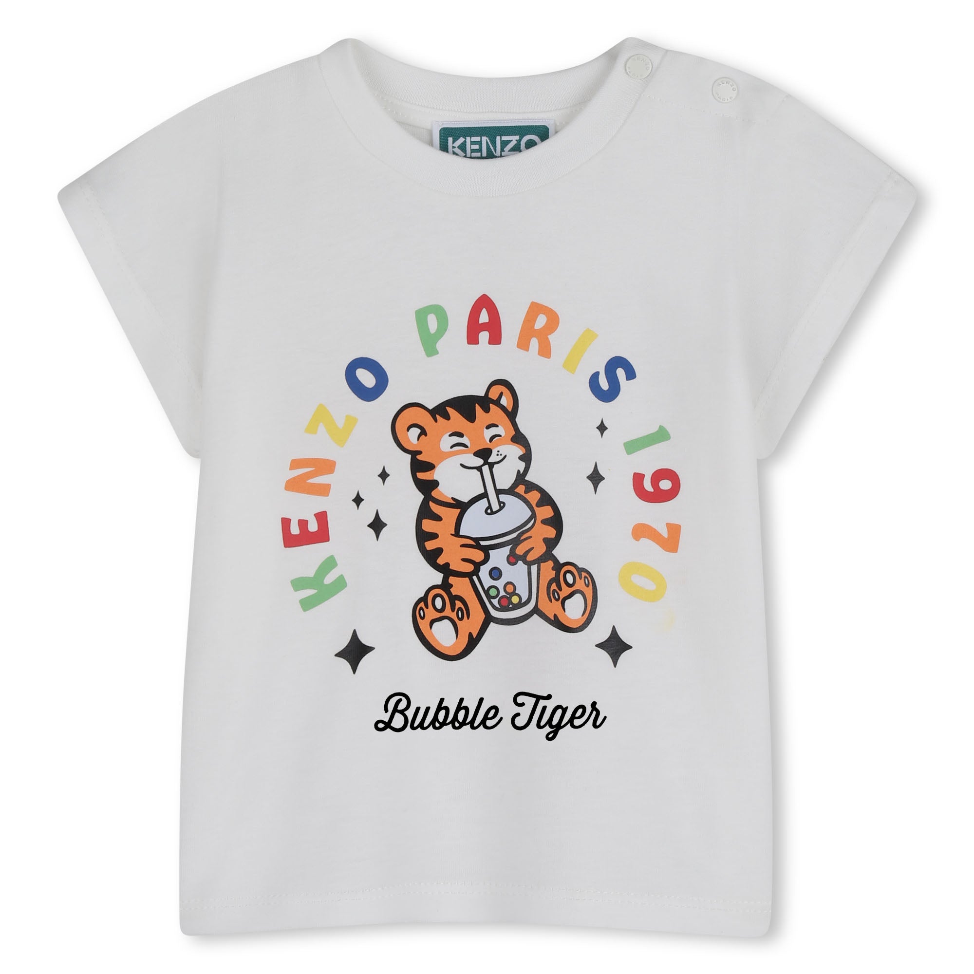 Baby T Shirt And Shorts Set In Organic Cotton, White And Cream Kenzo