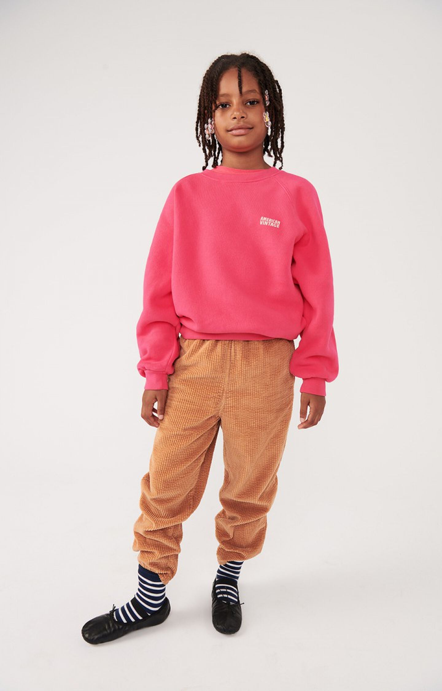 Stretch Cotton Crew Neck Sweater American Vintage