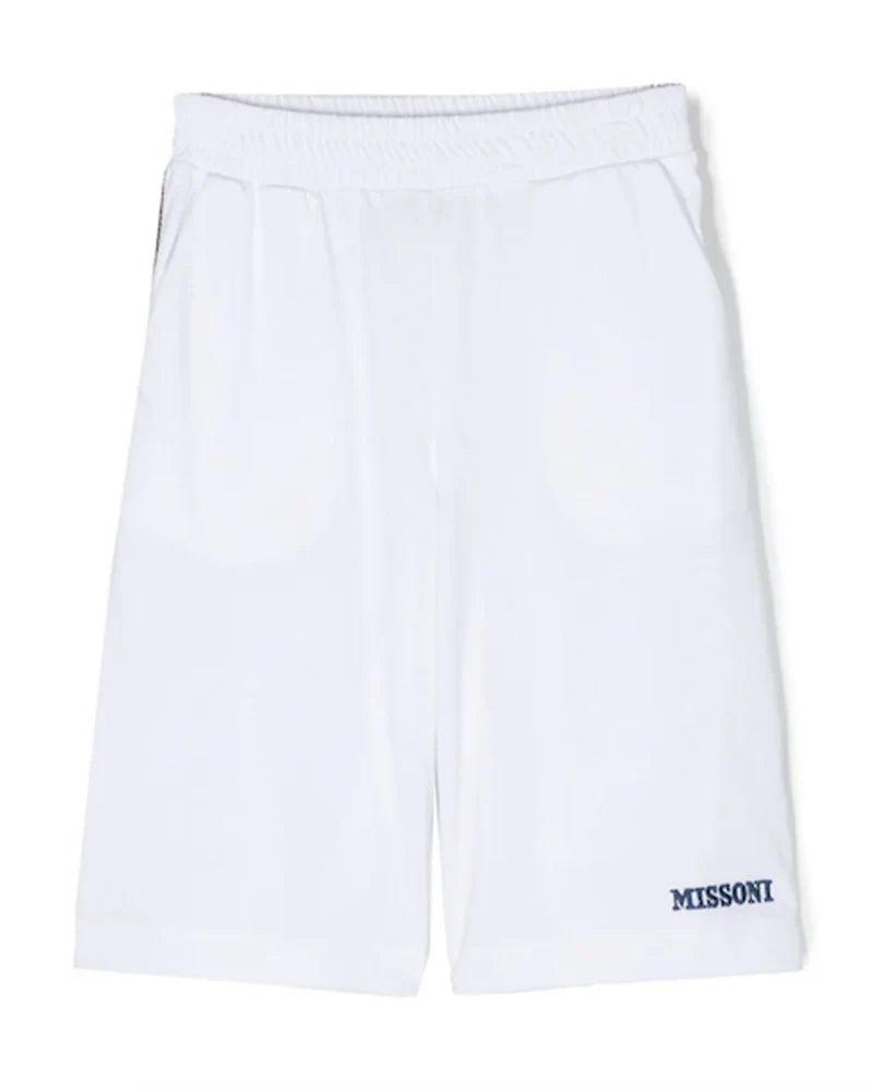 Cotton Jersey Shorts with Signature Chevron Side Panels Missoni