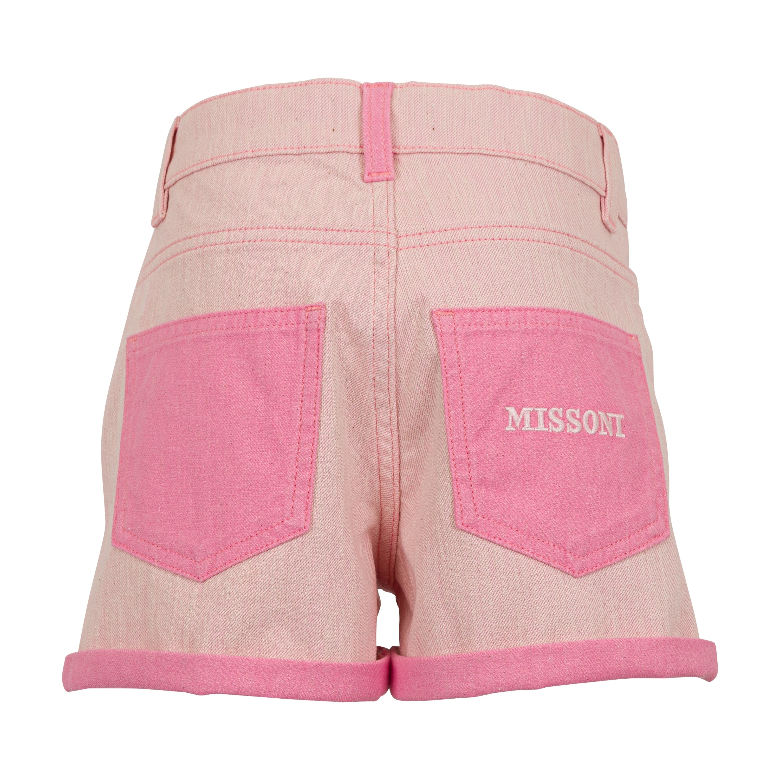 Pink Denim Shorts with Contrast Details Missoni