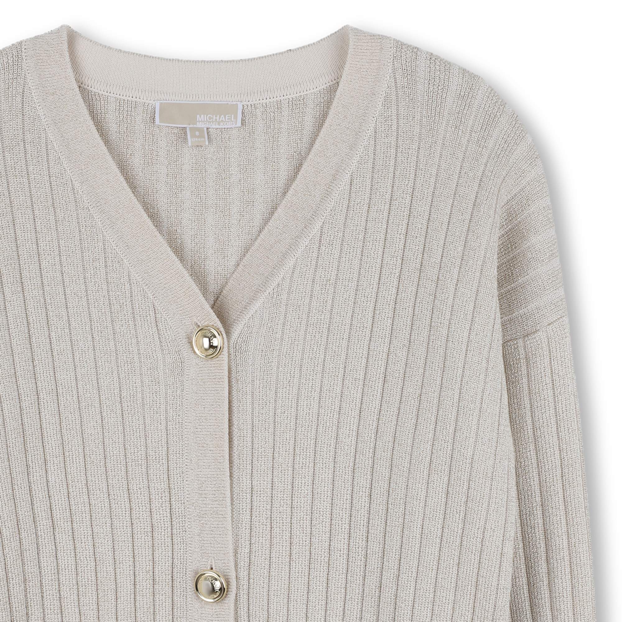 Girls Knitted Gold Cardigan in Light Gold Michael Kors