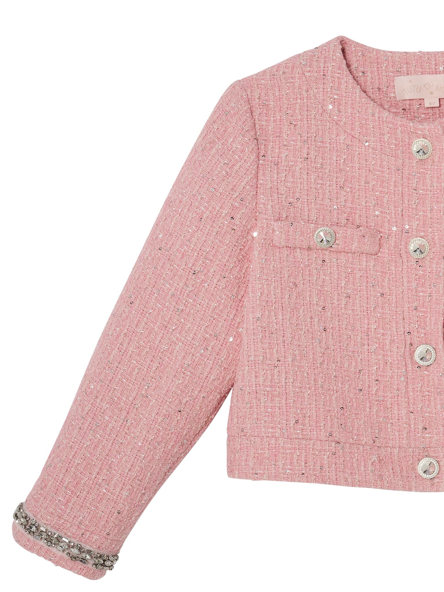 Audrey Jacket - Tweed Cropped Jacket with Embellished Cuffs Tutu Du Monde