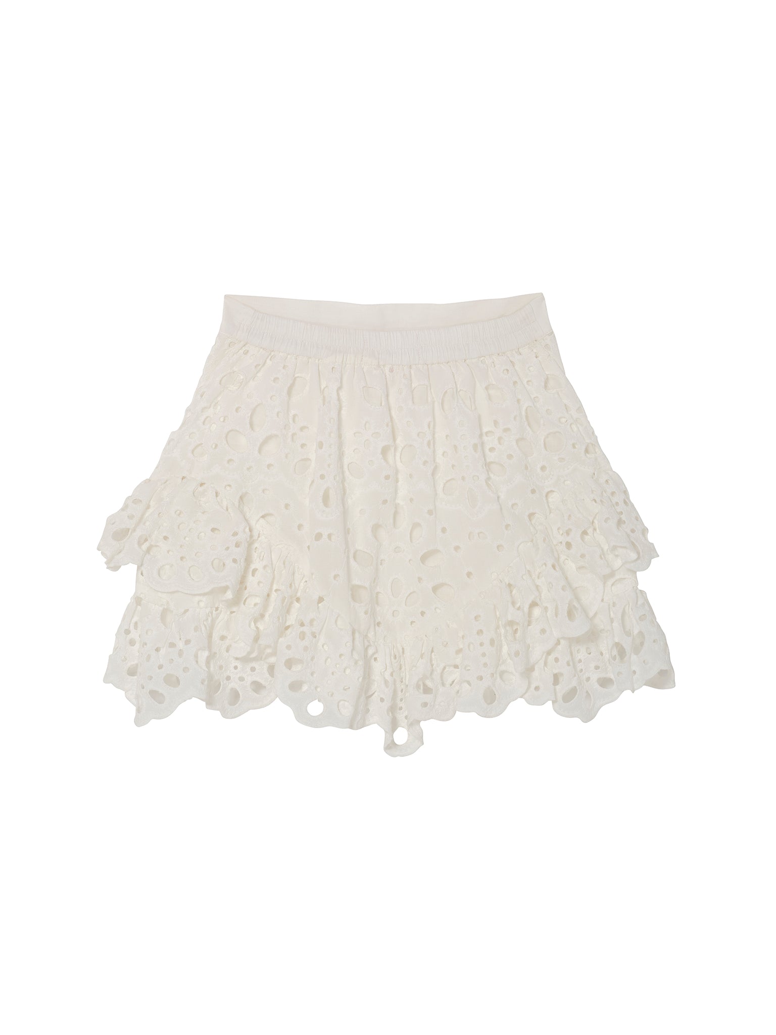 La Croisette Skirt - Broderie Anglaise Skirt with Tiered Ruffle Hem Tutu Du Monde