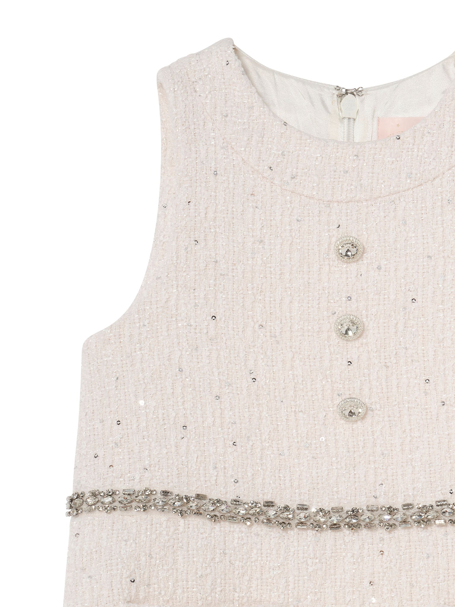 Audrey Dress - Sleeveless Textured Shift Dress with Decorative Waist Trim Tutu Du Monde