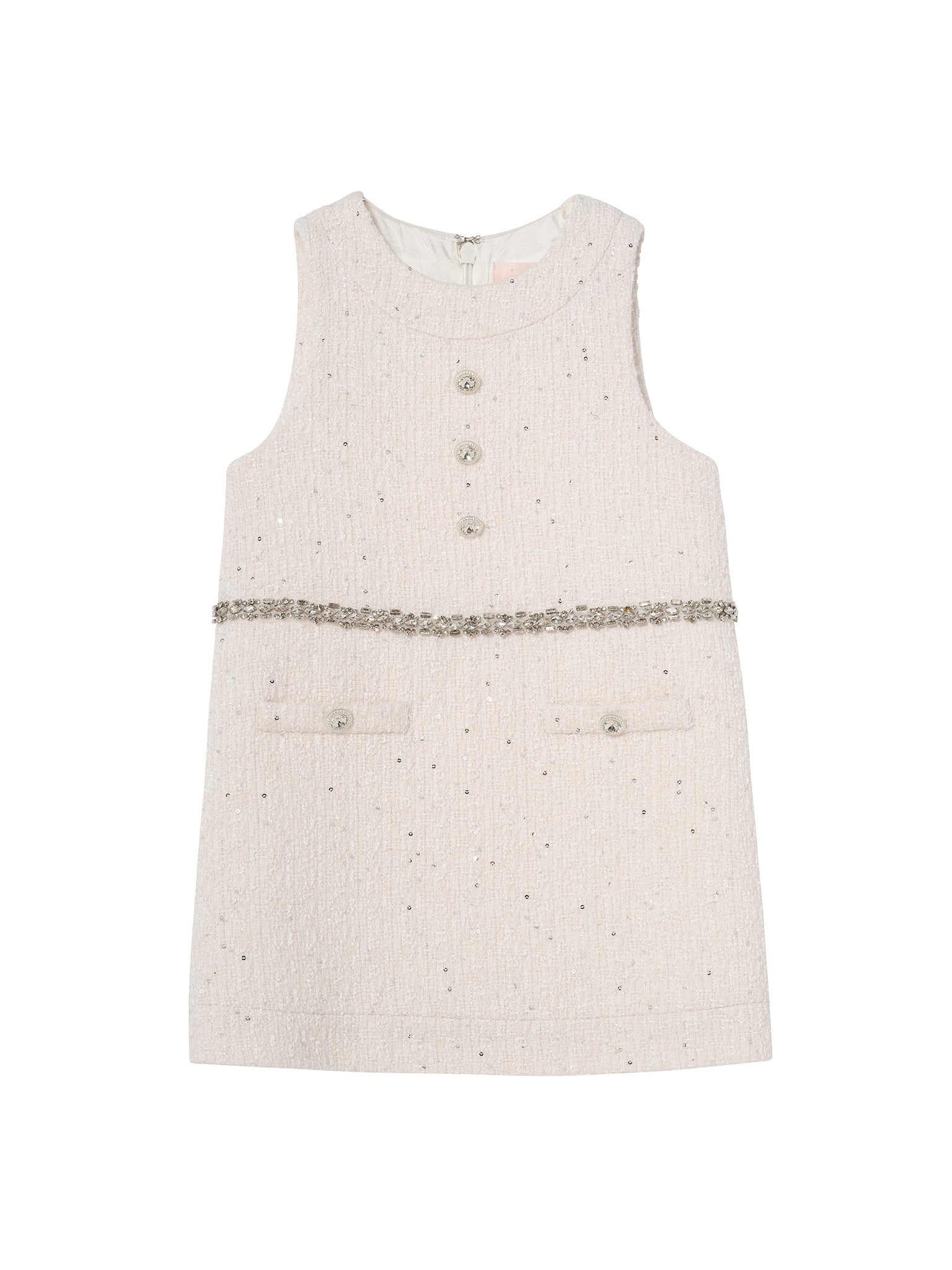 Audrey Dress - Sleeveless Textured Shift Dress with Decorative Waist Trim Tutu Du Monde