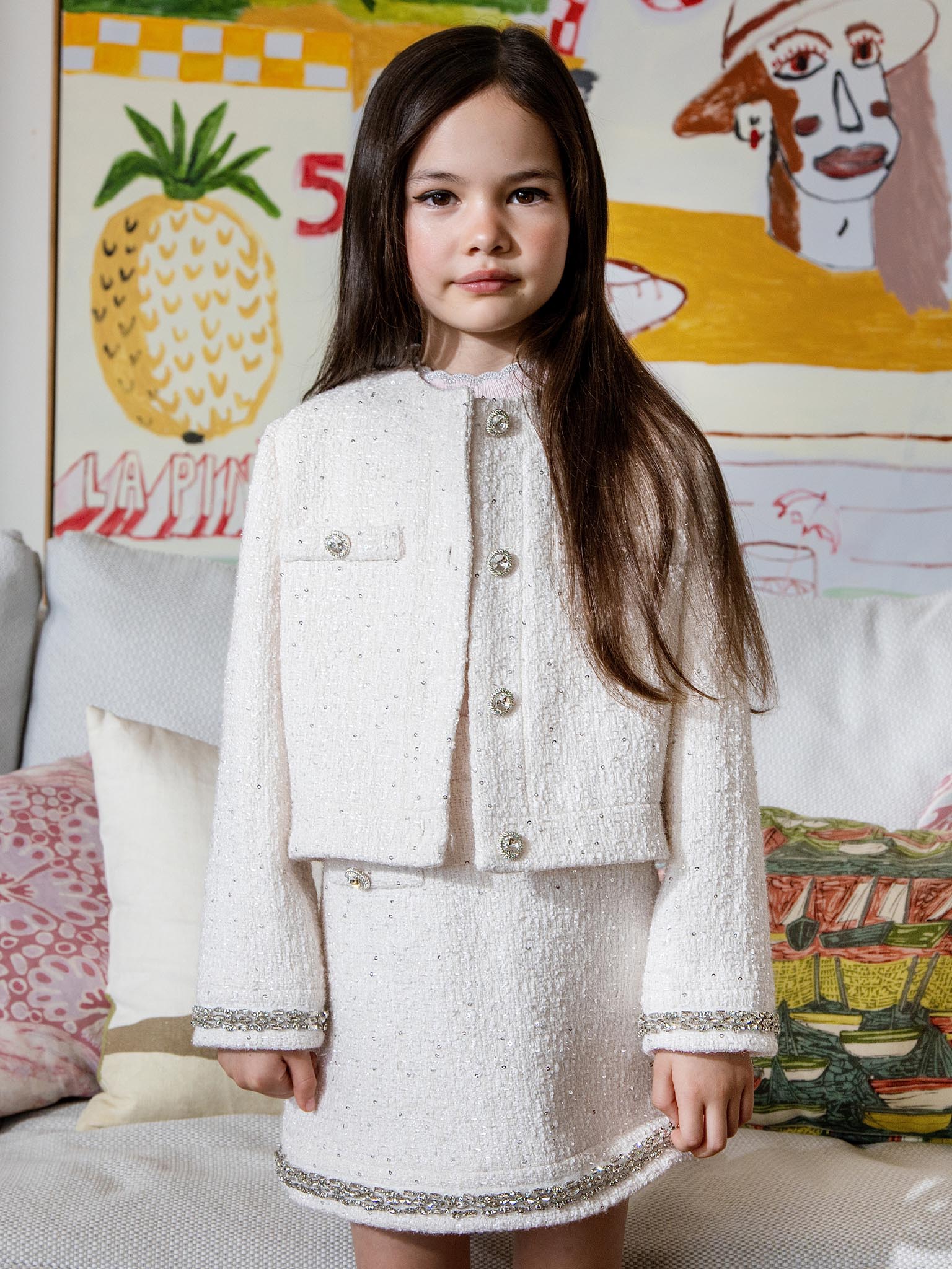 Audrey Skirt - Textured Mini Skirt with Decorative Hem Trim Tutu Du Monde