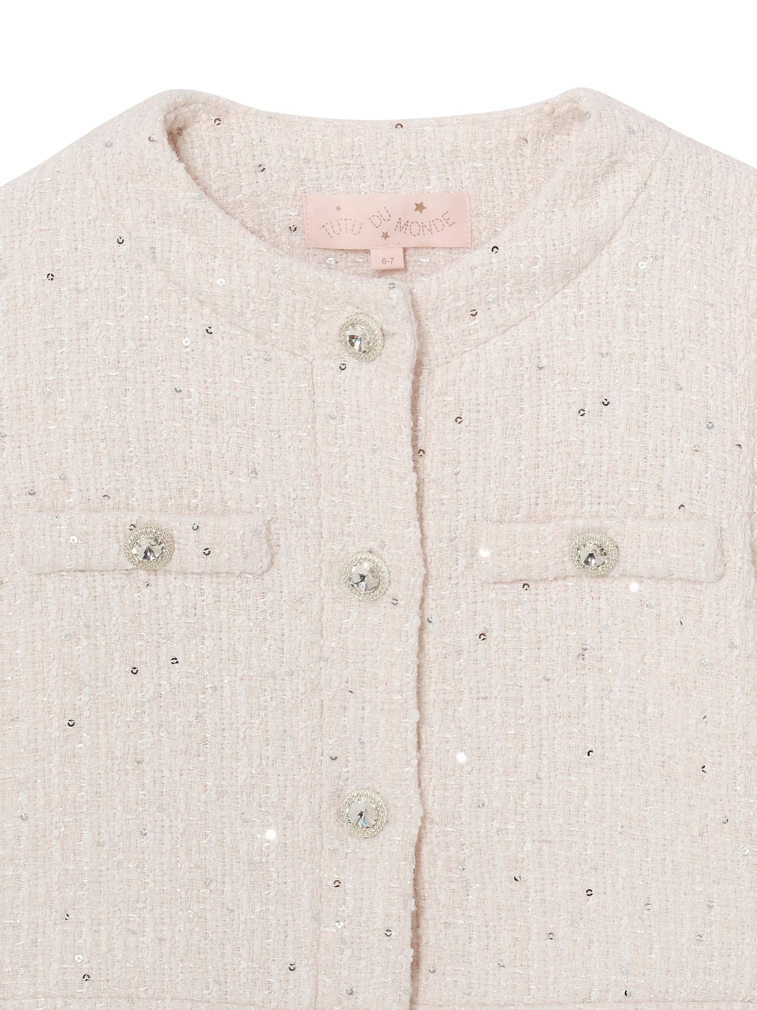 Audrey Jacket - Cropped Textured Jacket with Button Front and Trim Detail Tutu Du Monde
