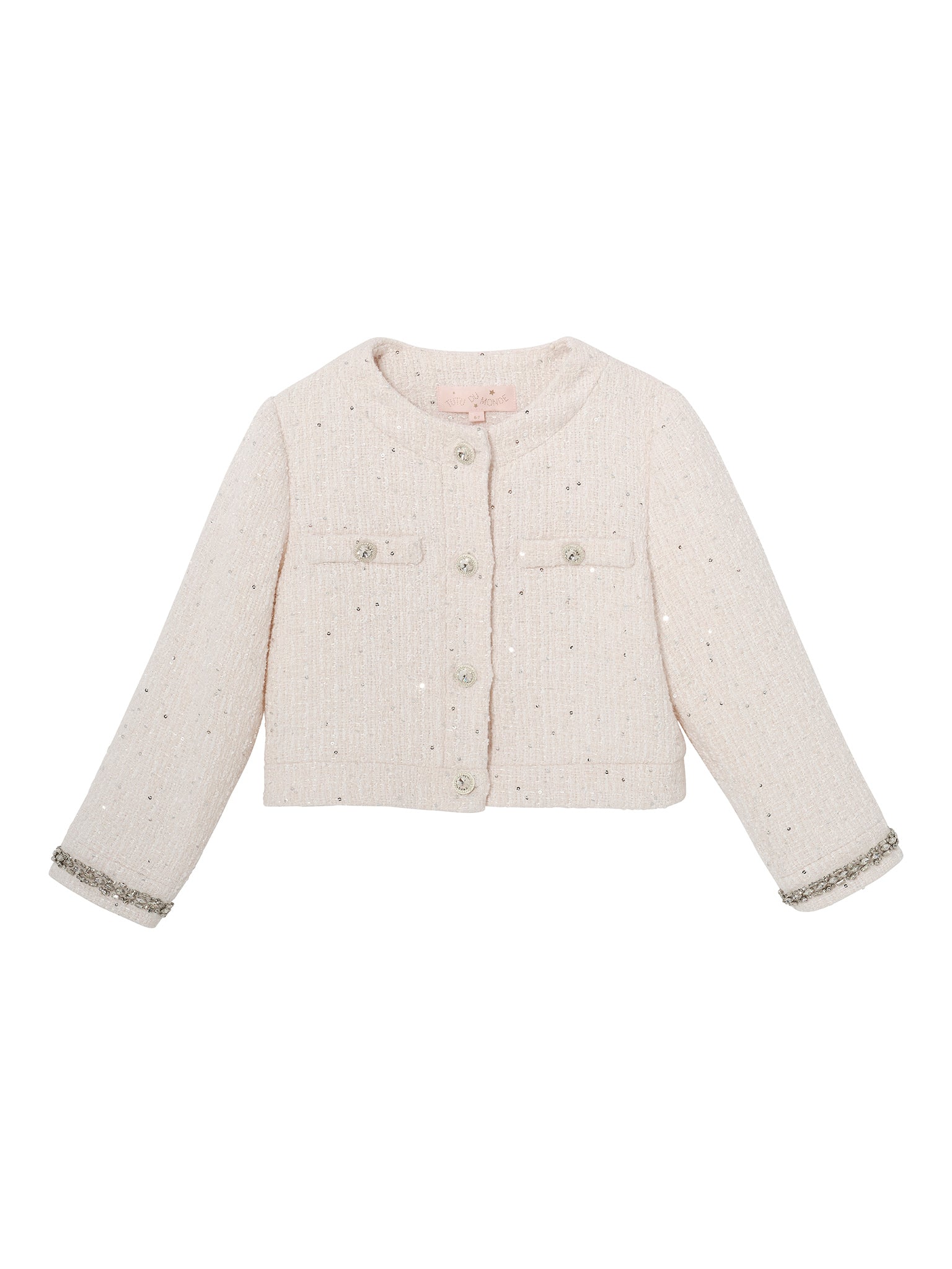 Audrey Jacket - Cropped Textured Jacket with Button Front and Trim Detail Tutu Du Monde