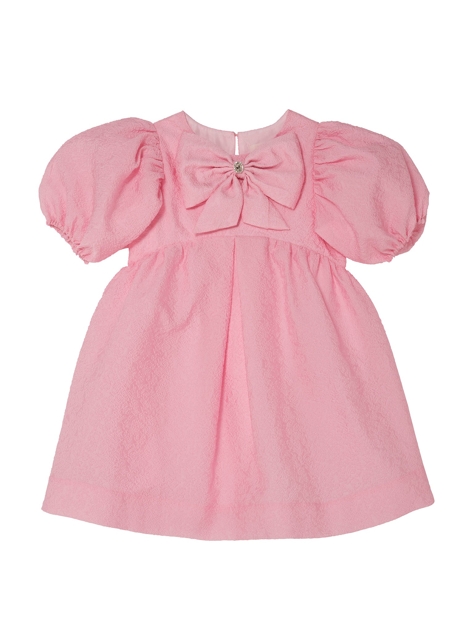 Soléne Dress - Textured Puff Sleeve Dress with Front Bow Detail Tutu Du Monde