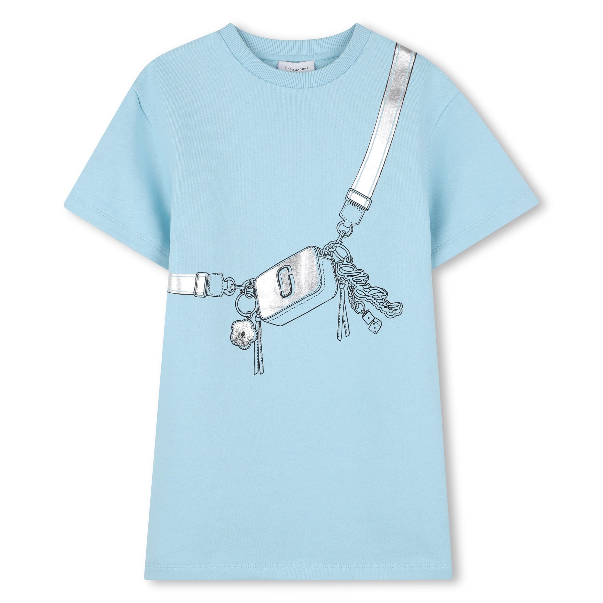 Cotton French Terry T Shirt Dress With Trompe L Oeil Print, Light Blue The Marc Jacobs