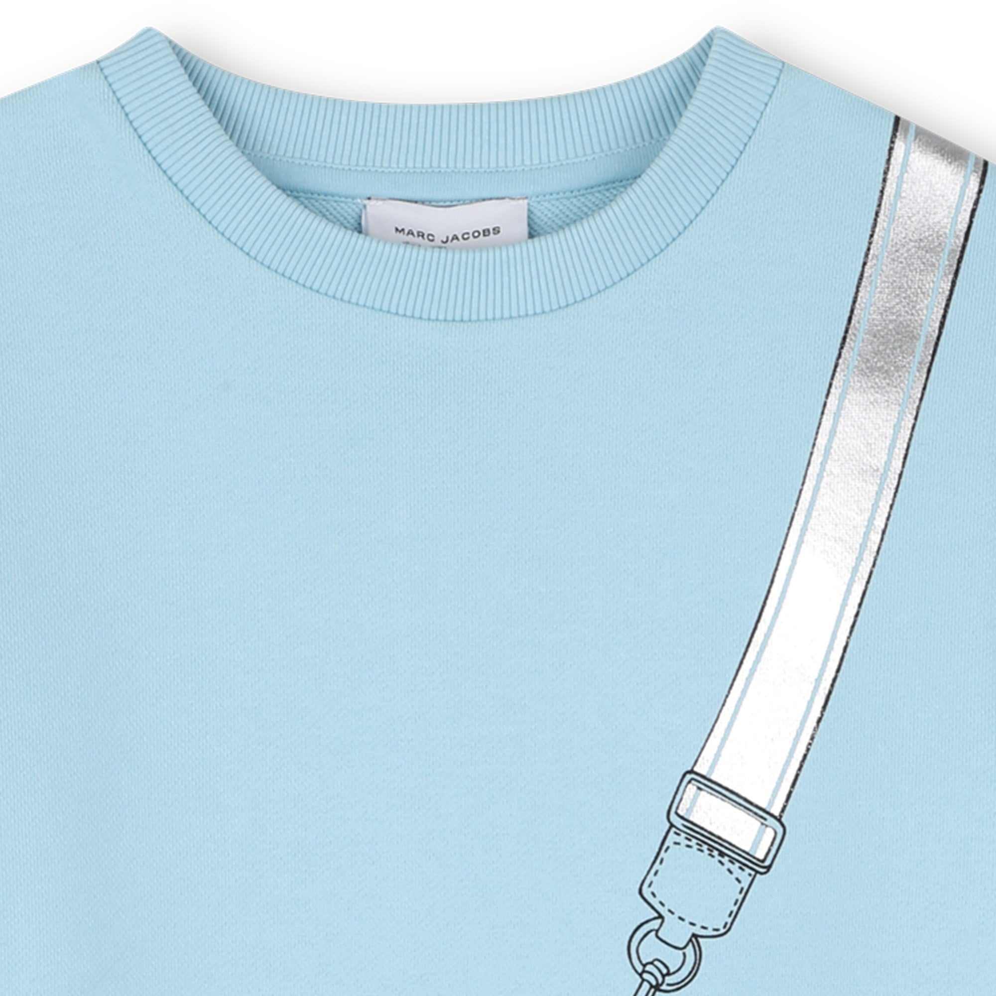 Cotton French Terry T Shirt Dress With Trompe L Oeil Print, Light Blue The Marc Jacobs