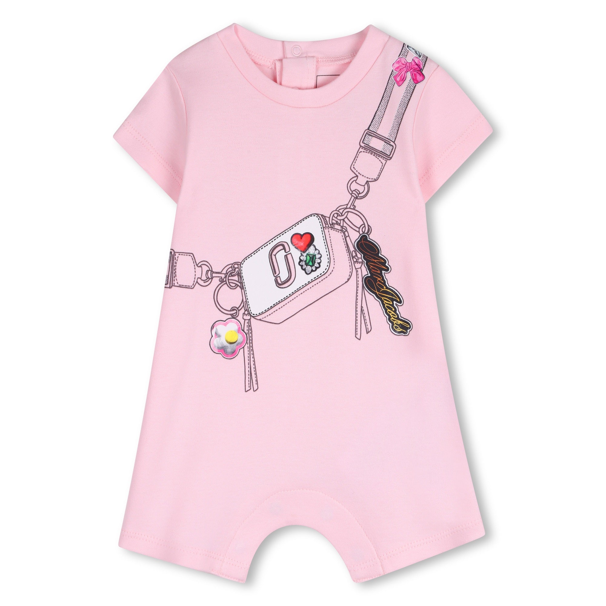 Pink Cotton Short Jumpsuit with Print The Marc Jacobs
