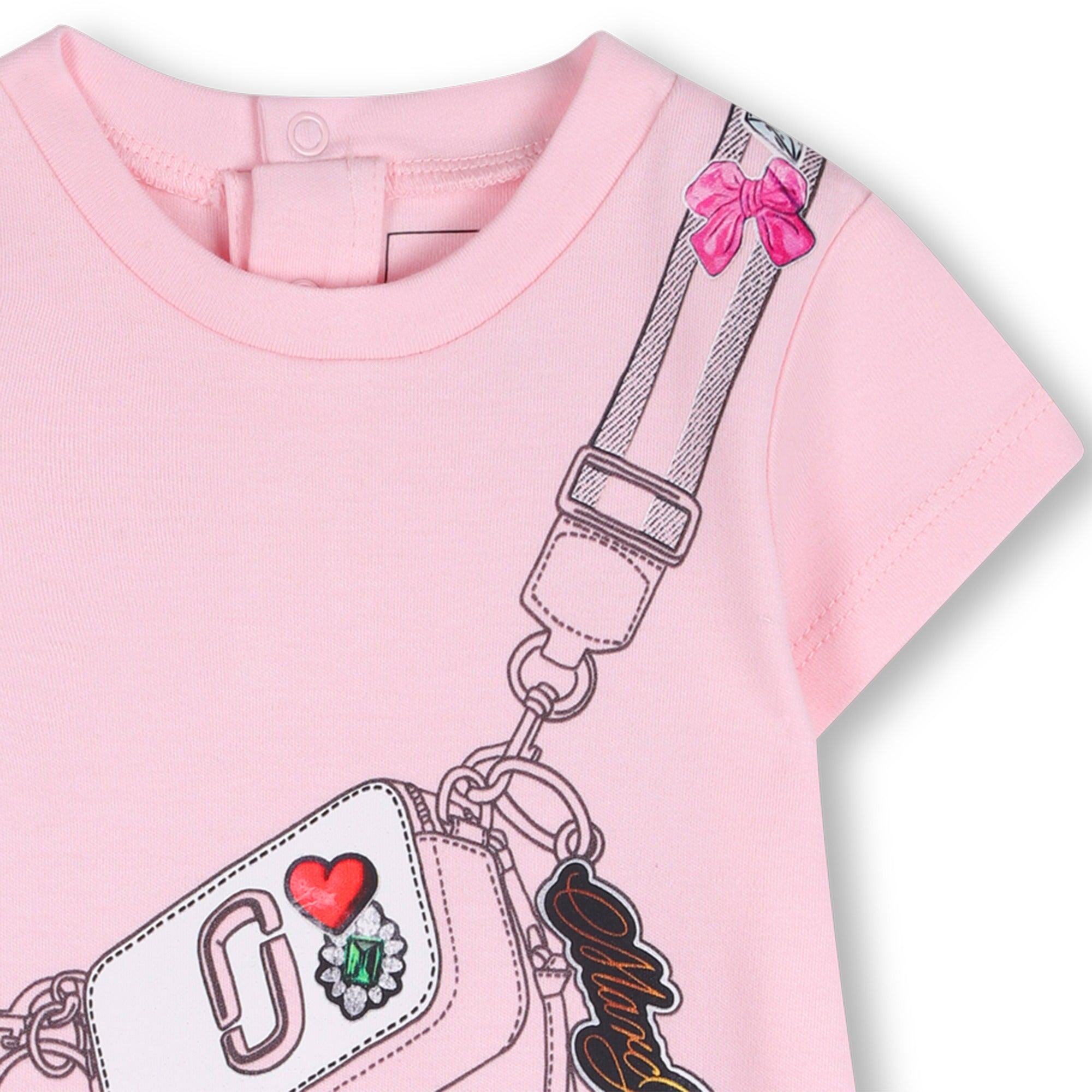 Pink Cotton Short Jumpsuit with Print The Marc Jacobs