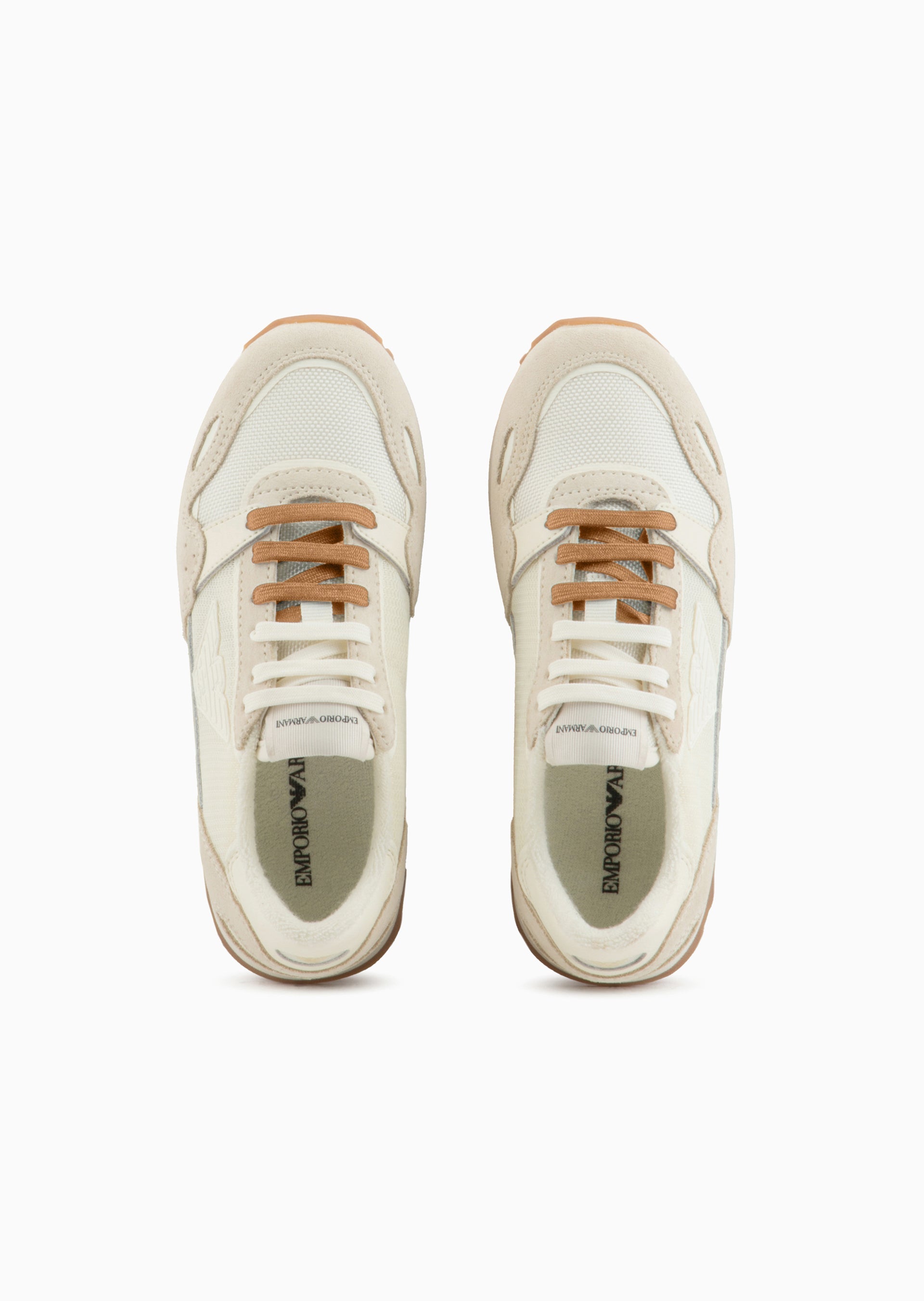 Cream & Tan Suede Sneakers Emporio Armani