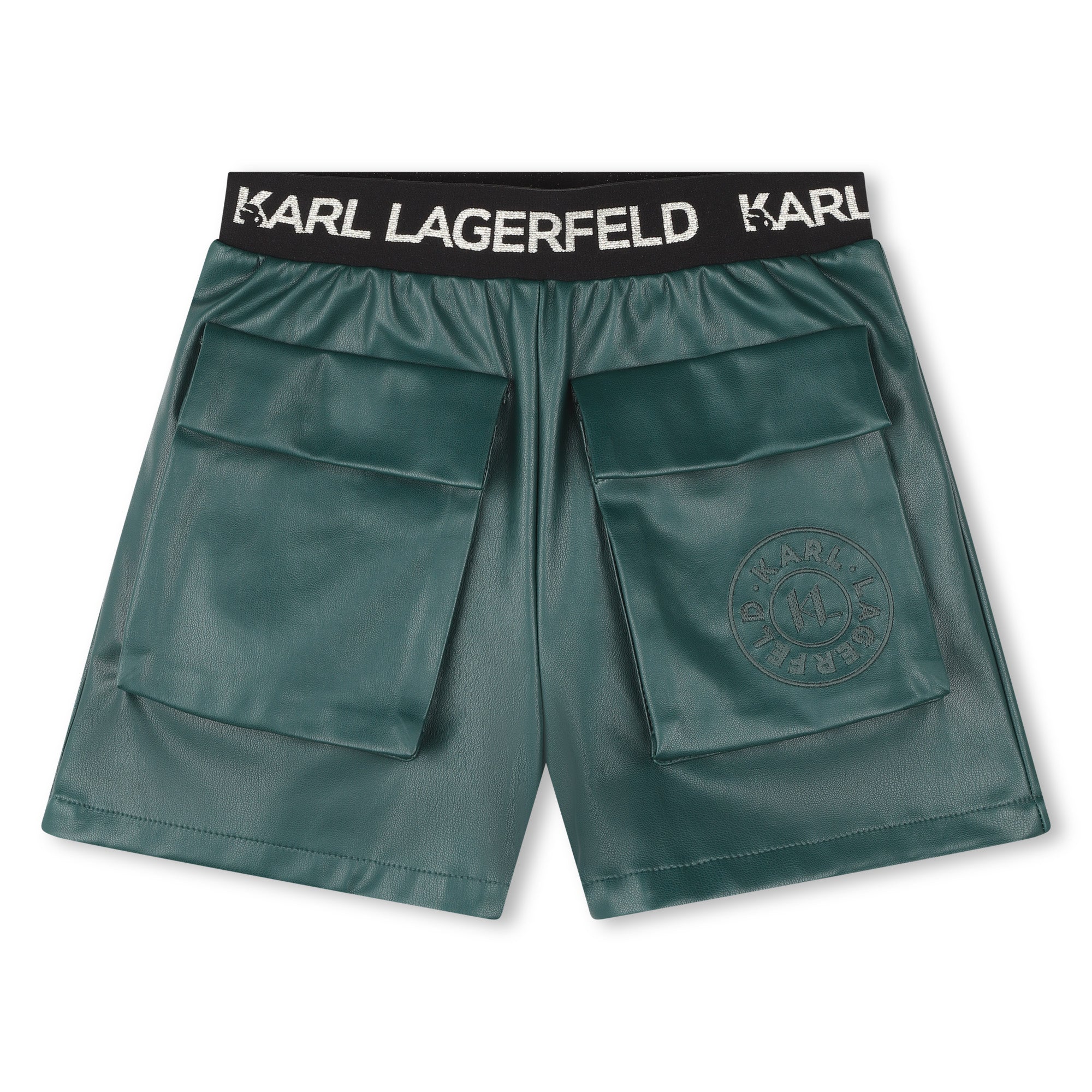 Faux Leather Logo Jacquard Shorts Karl Lagerfeld Kids
