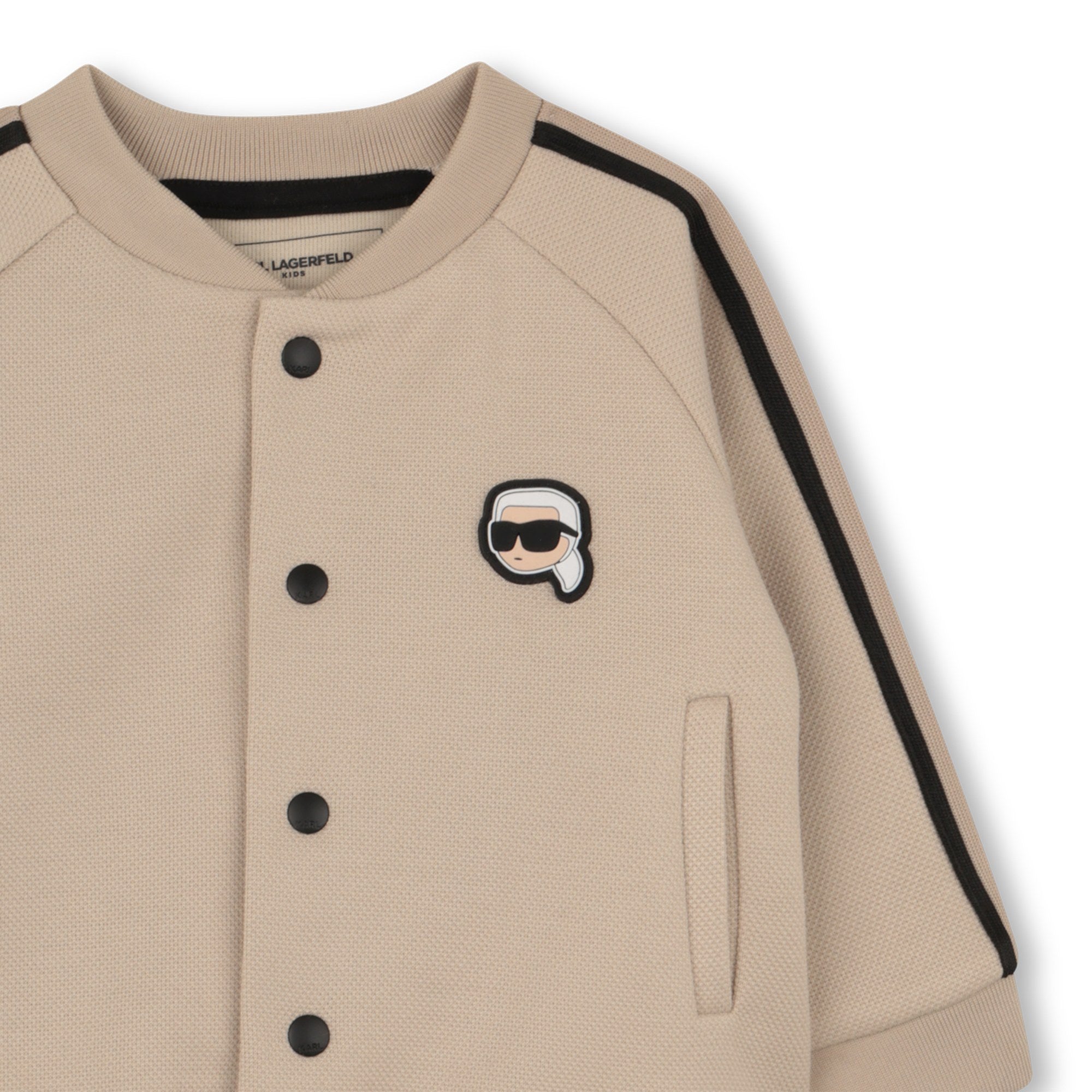 Cardigan, T-Shirt & Trousers Set in Beige Karl Lagerfeld Kids