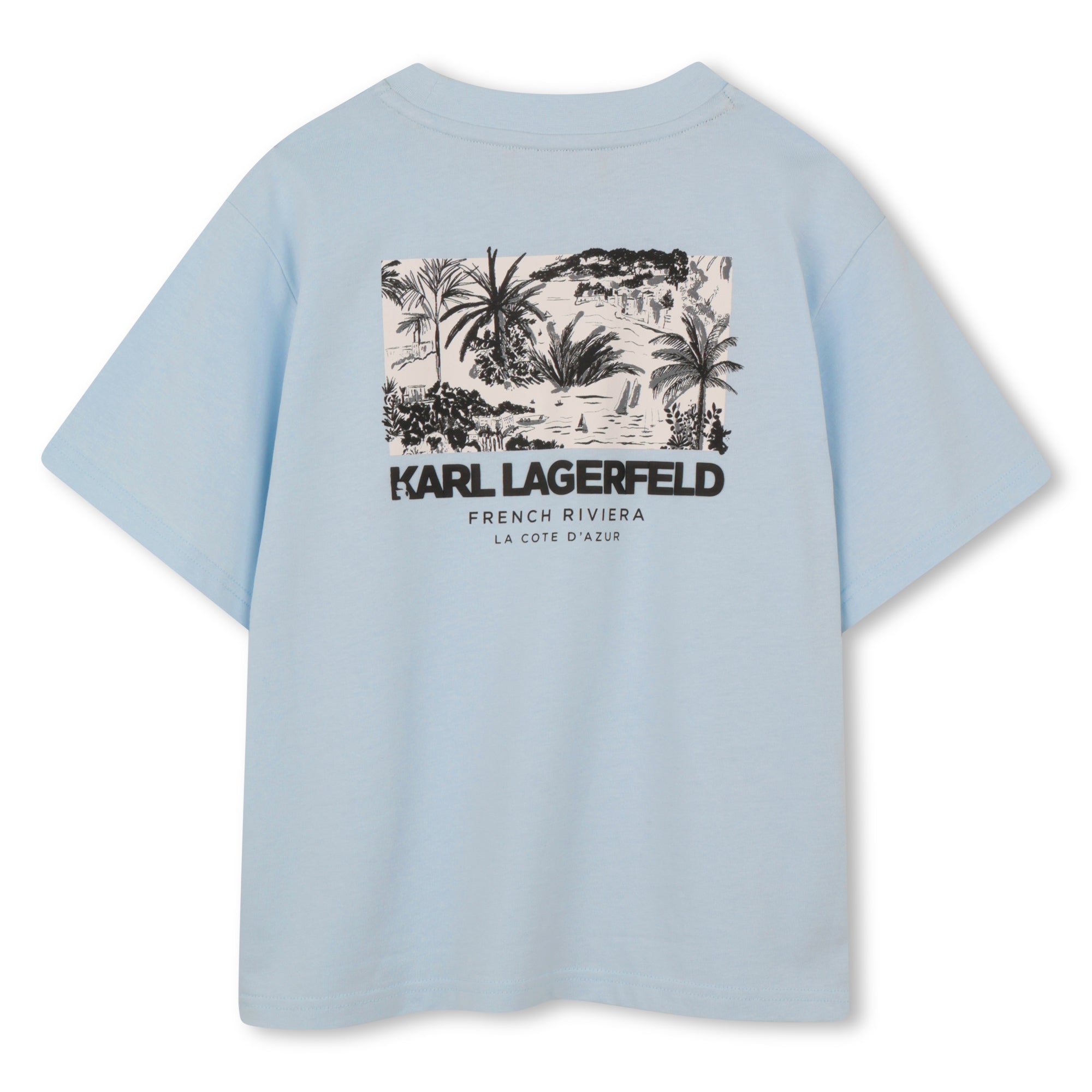 Heavy Cotton Jersey T Shirt With Raised Print, Light Blue Karl Lagerfeld Kids