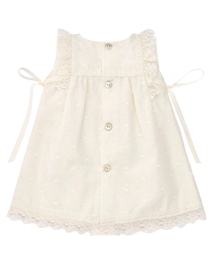 Woven Newborn Dress Beige Schoolsoutdesignerkidswear