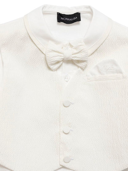 Ivory Shorts Set With Bow Tie Monnalisa