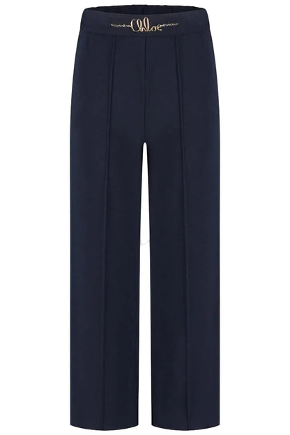 Milano Trousers with Elasticated Waist and Gold Chain Logo Detail Chloe