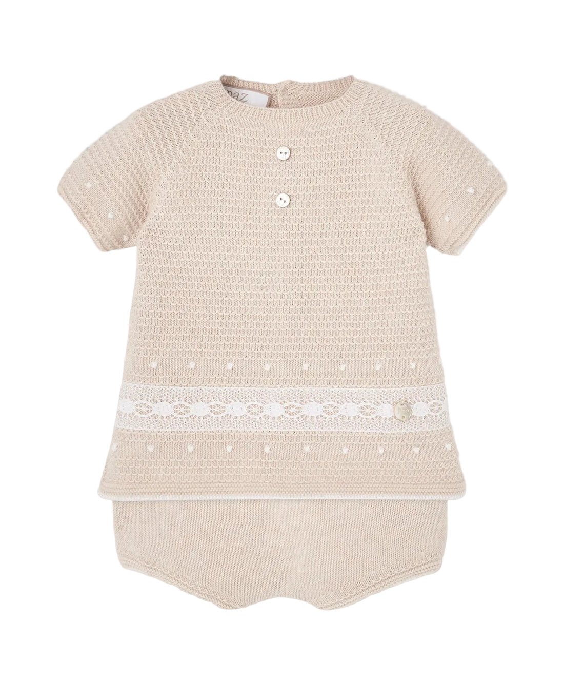 Set Knit Newborn Sweater And Leggins Linen And White Schoolsoutdesignerkidswear