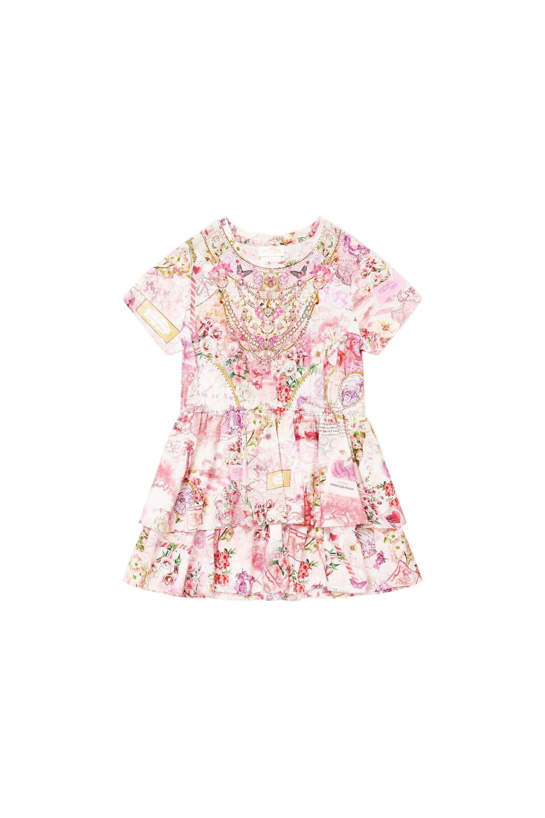 Journal De Voyage Kids Tee Mini Dress with Layered Skirt