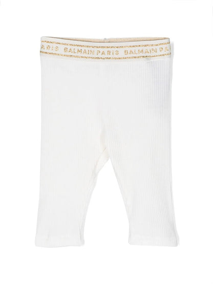 Ribbed Logo-Waist Leggings Balmain