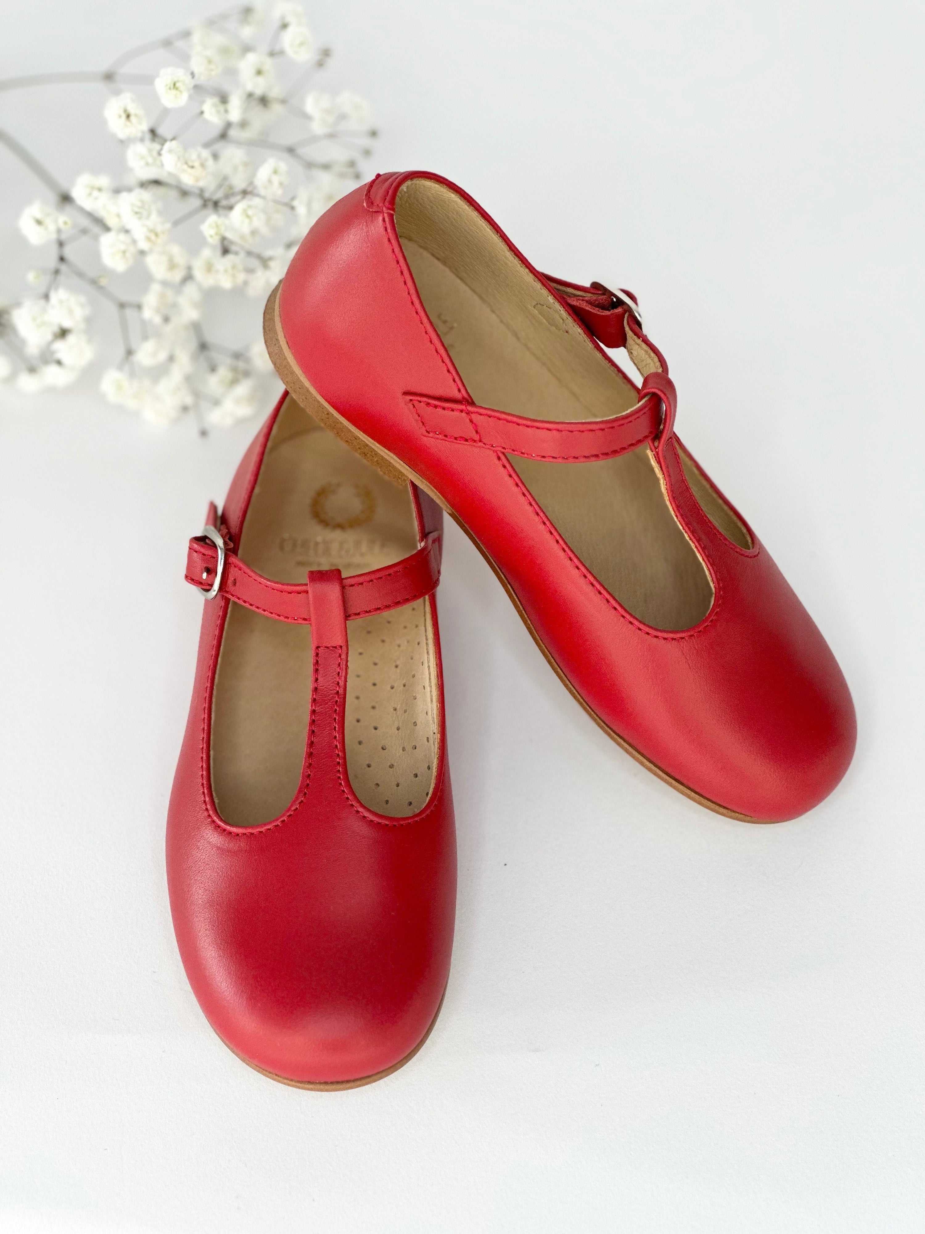 Red T-Bar Mary Janes Chloe &amp; Jule