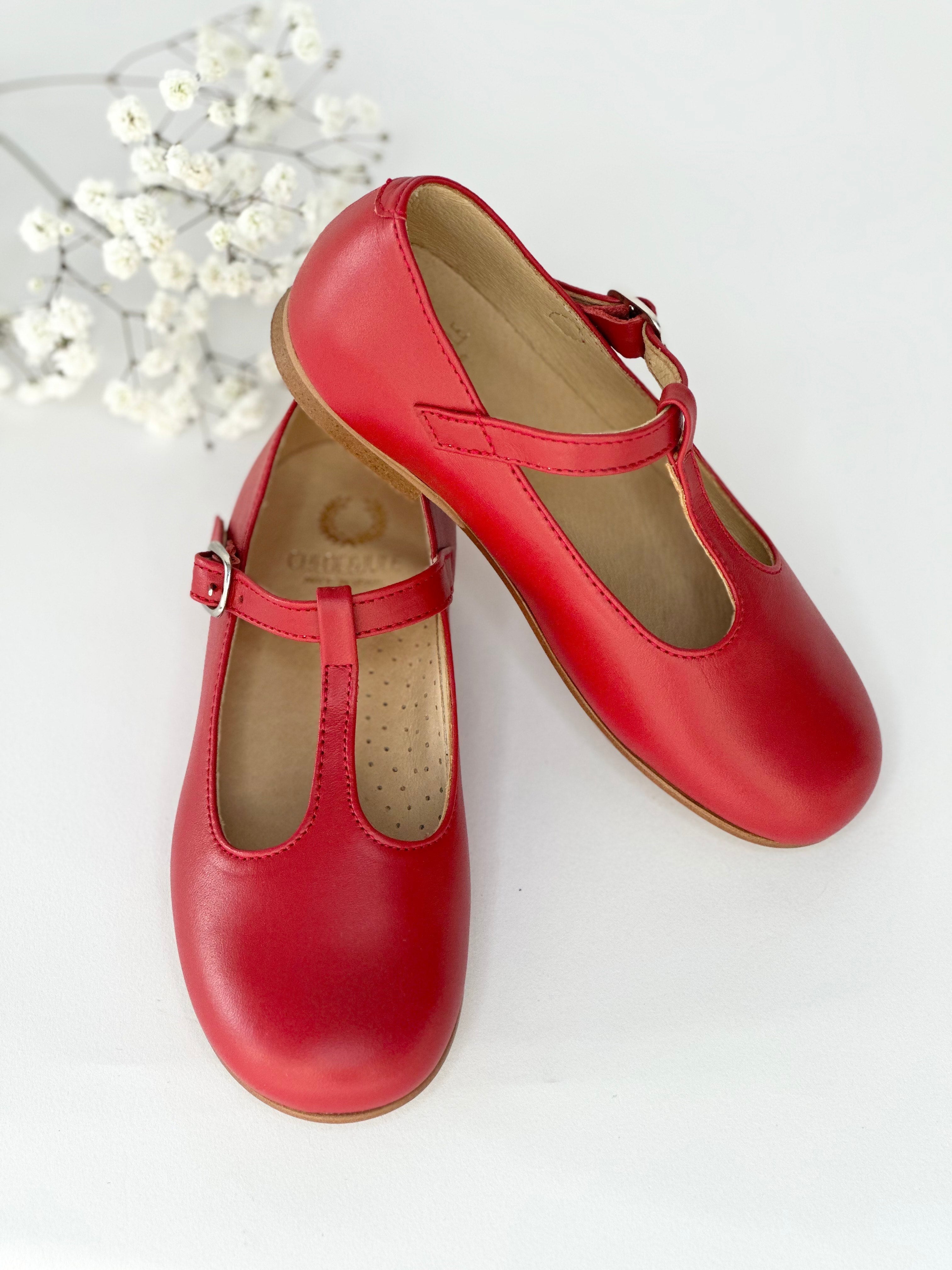 Red T-Bar Mary Janes Chloe &amp; Jule
