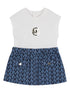 Baby Bi-Material Sleeveless Dress in White and Denim Michael Kors