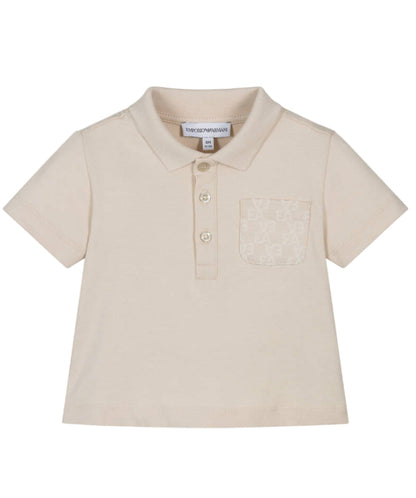 Baby Polo Shirt with Pocket Detail, Beige Emporio Armani