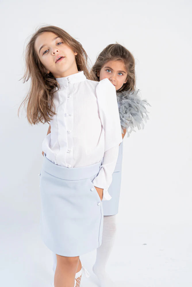 Skylar Skirt – Textured Crepe with Pearl Detailing Little Lady Empire