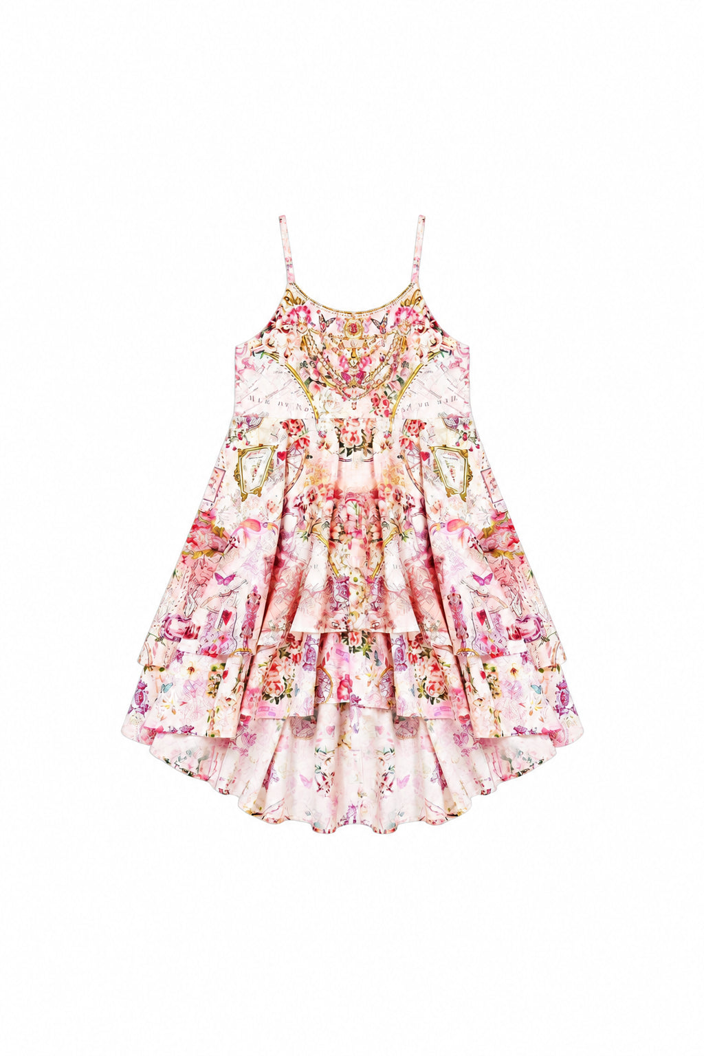 Journal De Voyage Kids Round Neck Layered High Low Dress