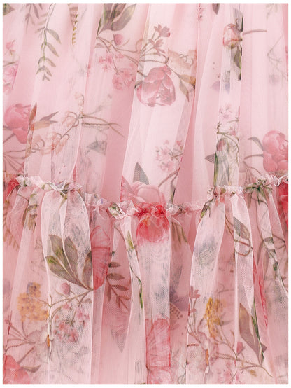Garden Print Tulle Skirt Monnalisa