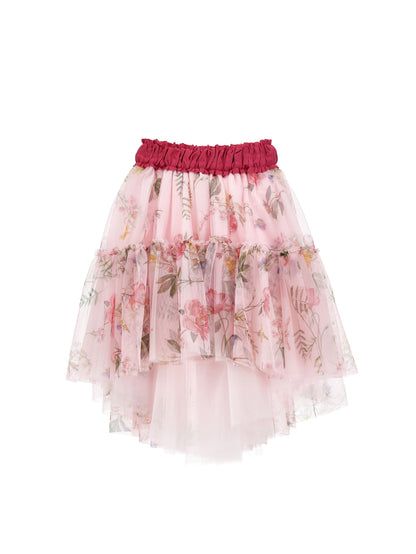 Garden Print Tulle Skirt Monnalisa