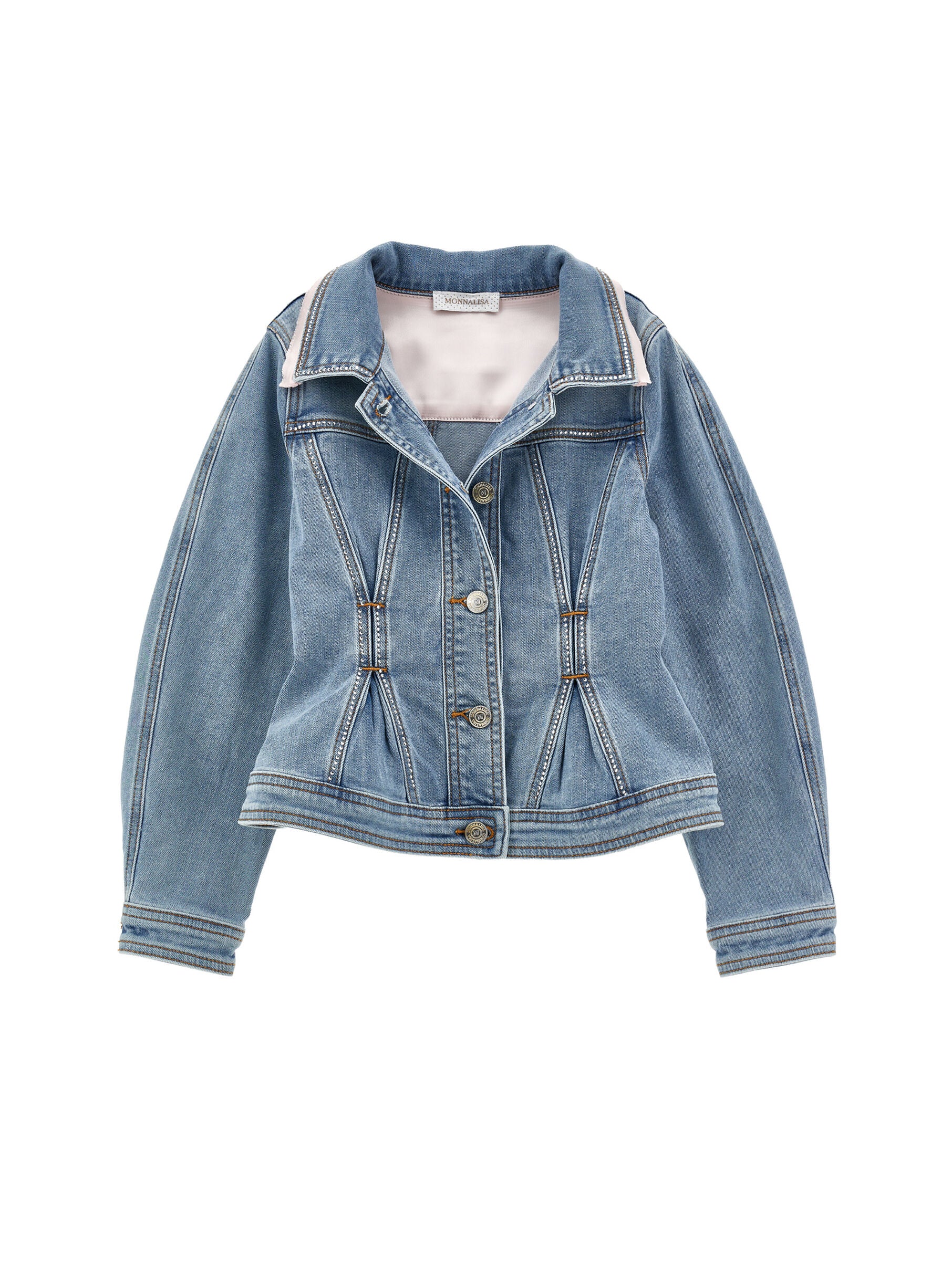 Rhinestone Denim Jacket Monnalisa