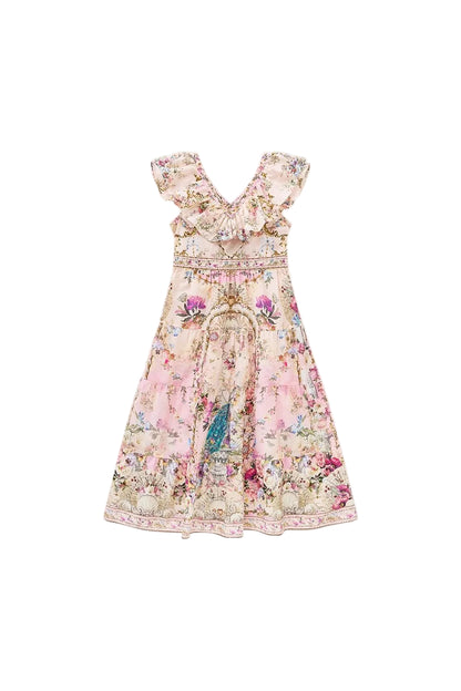 Casa De Fieras Kids Tiered Maxi Dress With Frill Neck Camilla