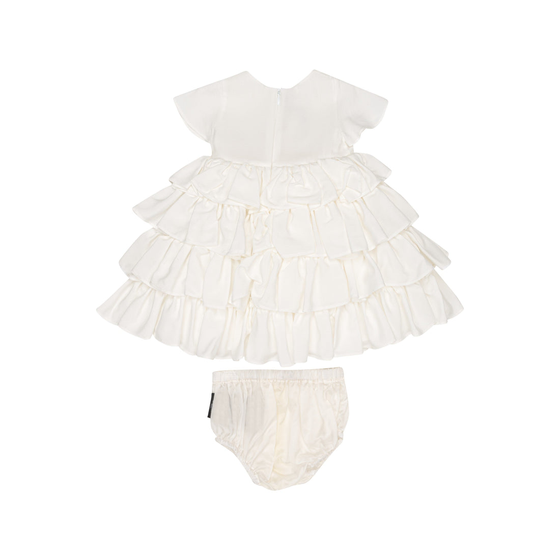 Elegant White Dress For Baby Girl With Logo And Culotte Balmain