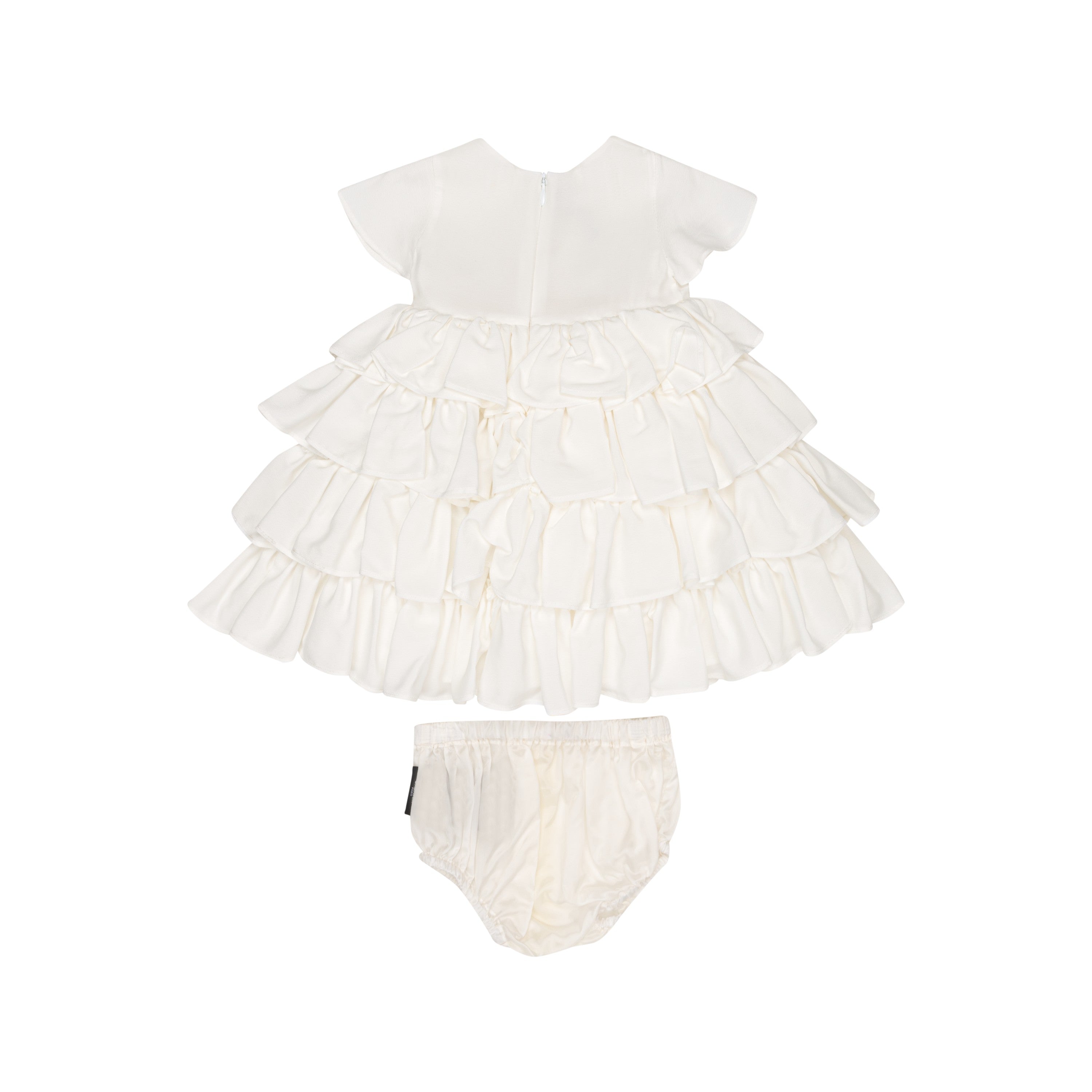 Elegant White Dress For Baby Girl With Logo And Culotte Balmain