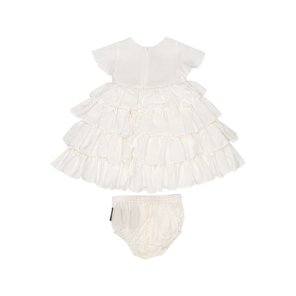 Elegant White Dress For Baby Girl With Logo And Culotte Balmain