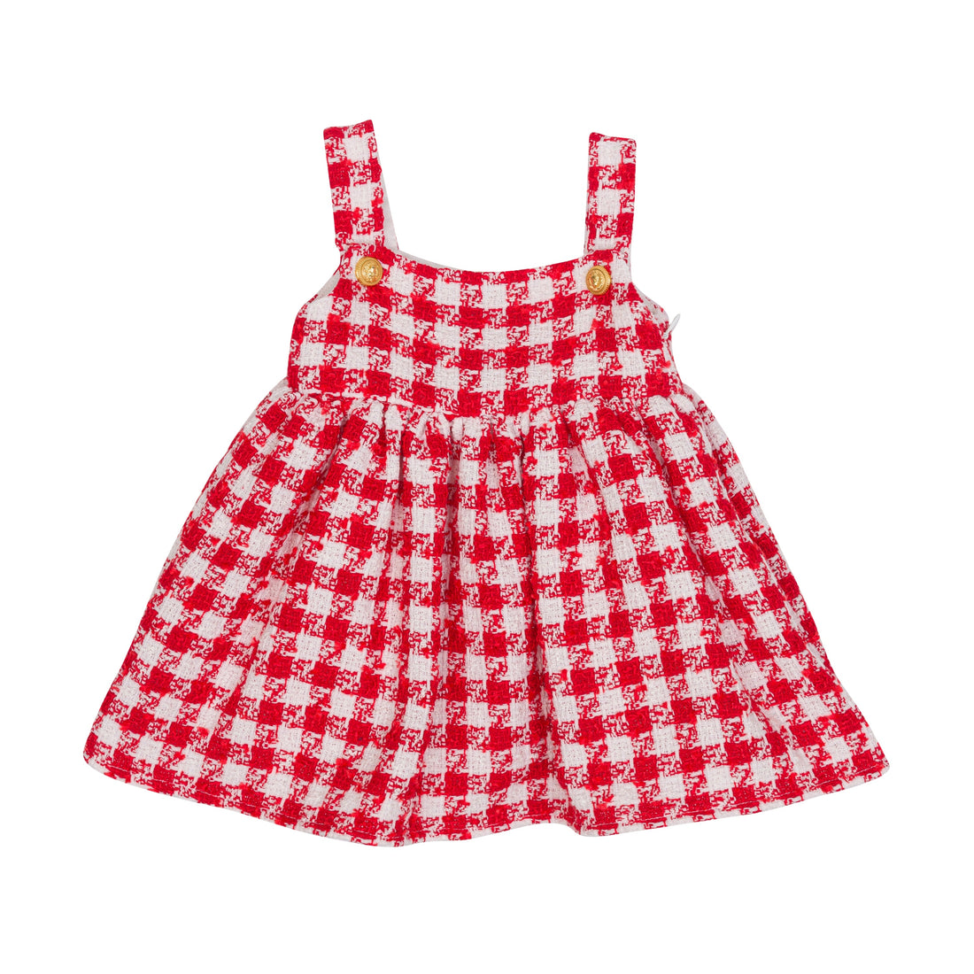 Red &amp; White Tweed Pinafore Dress Balmain