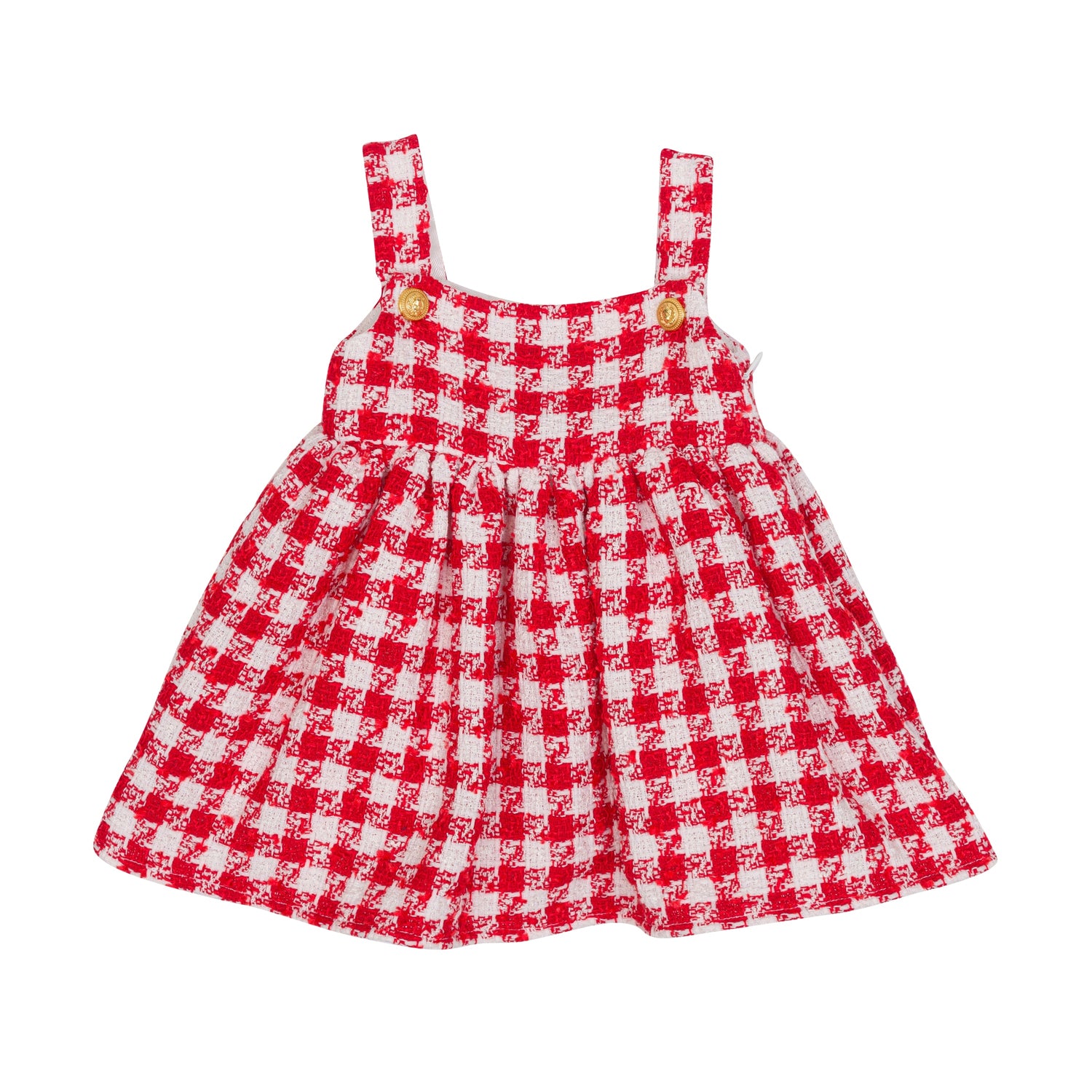 Red &amp; White Tweed Pinafore Dress Balmain