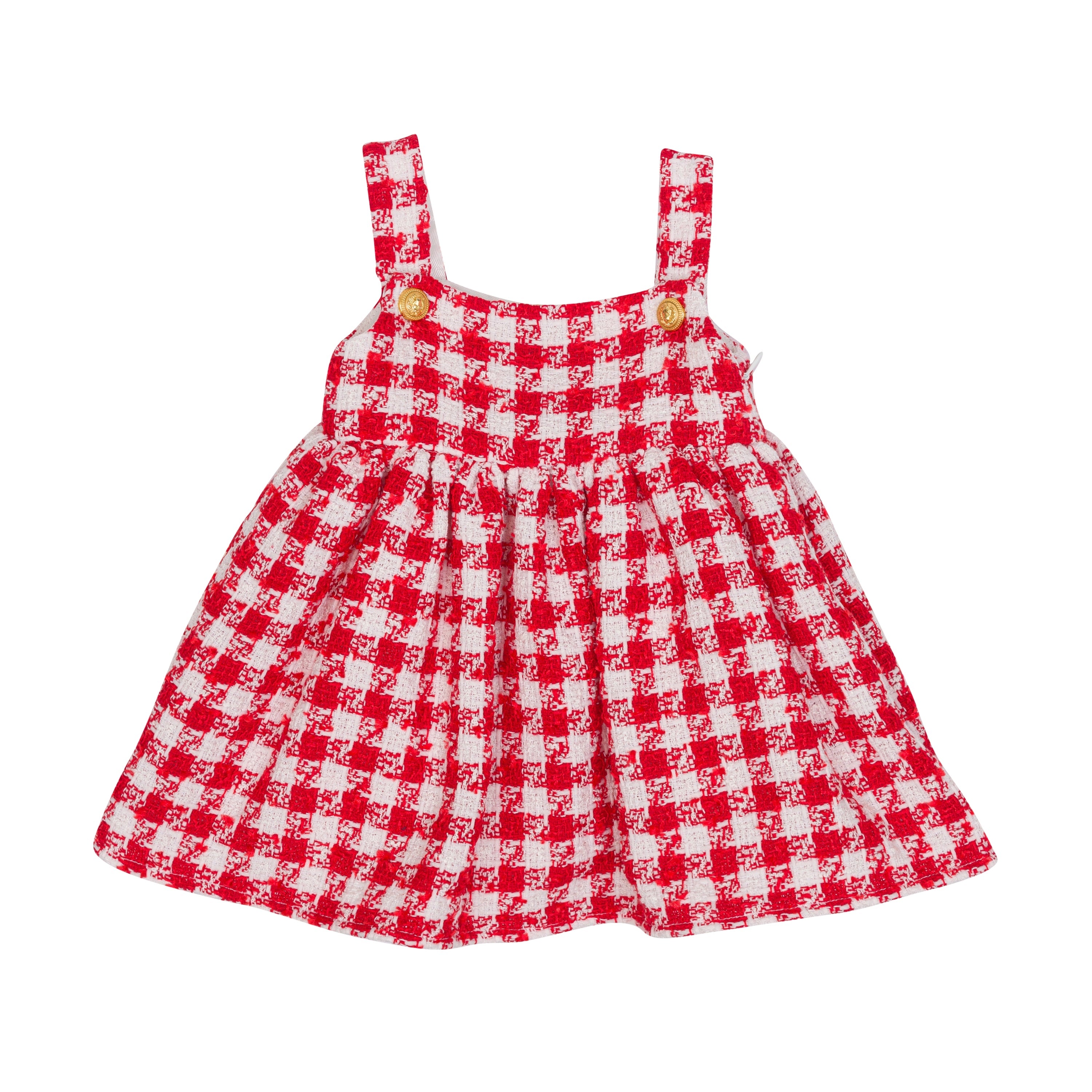 Red &amp; White Tweed Pinafore Dress Balmain