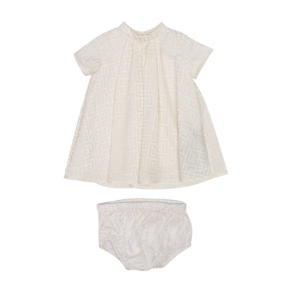 Baby Pleated Dress with Bloomers – Ivory Balmain
