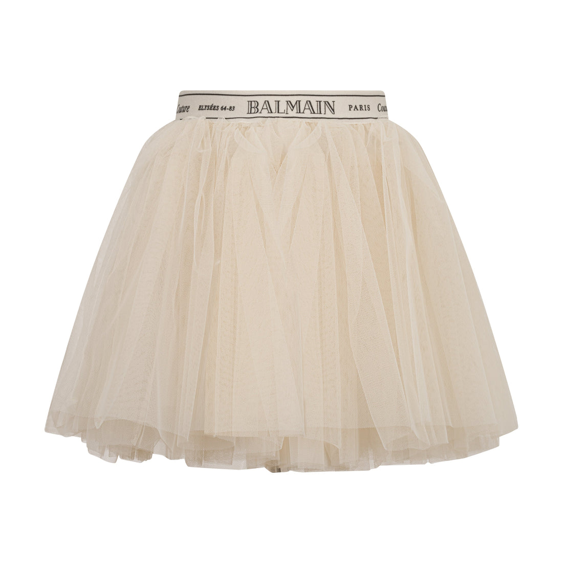 Layered Tulle Skirt with Logo-Elastic Waist for Children Balmain